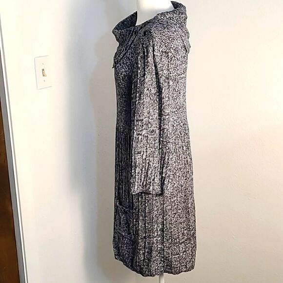 Style&Co Black & White Tweed Sweater Dress, Aysemetrical Cowl Neck, Size XL - Picture 7 of 11